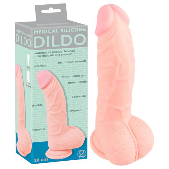 Medical Silicone Dildo - dildo z lékařského silikonu (20 cm) - tělová barva