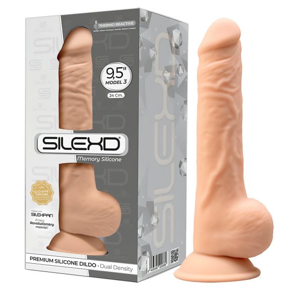 Silexd 9,5 - dildo s přísavkou - 24cm (tělová barva)