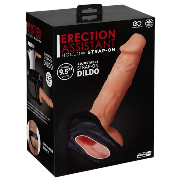 Erection Assistant Hollow Strap-On - duté připínací dildo (tělová barva)