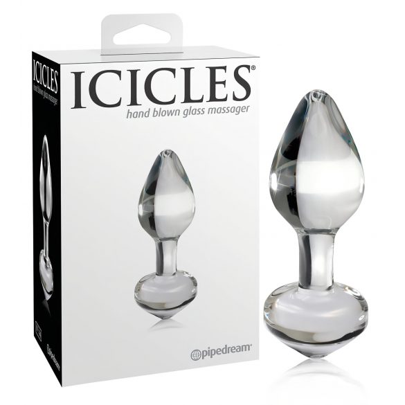 Icicles No. 44 – kuželové, skleněné anální dildo (průhledné)