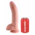 King Cock 9 - velký dildo s přísavkou a varlaty (23 cm) - přírodní