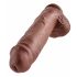 King Cock 11 - velký přísavkový dildo s varlaty (28 cm) - hnědý