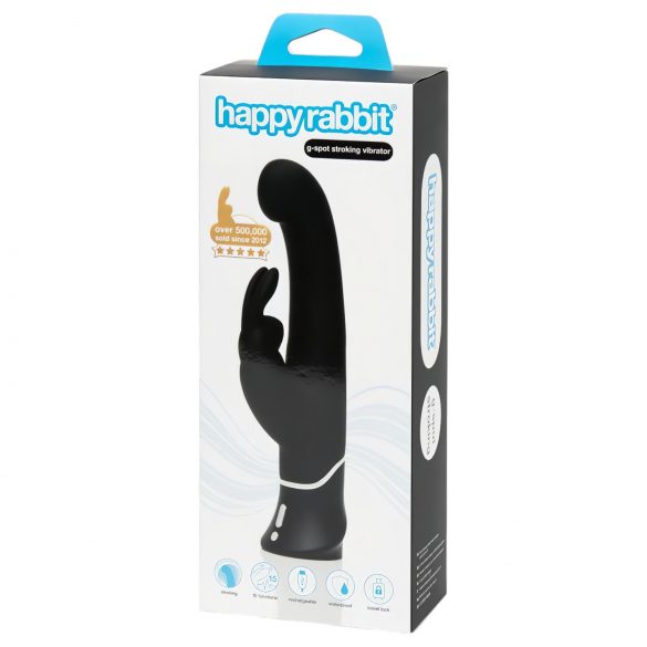 Happyrabbit G-spot - vodotěsný vibrátor na baterie s hůlkou (černý)