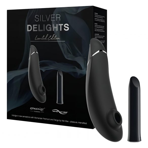 Womanizer Silver Delights - sada vibrátorů na klitoris se vzduchovou vlnou (černá)