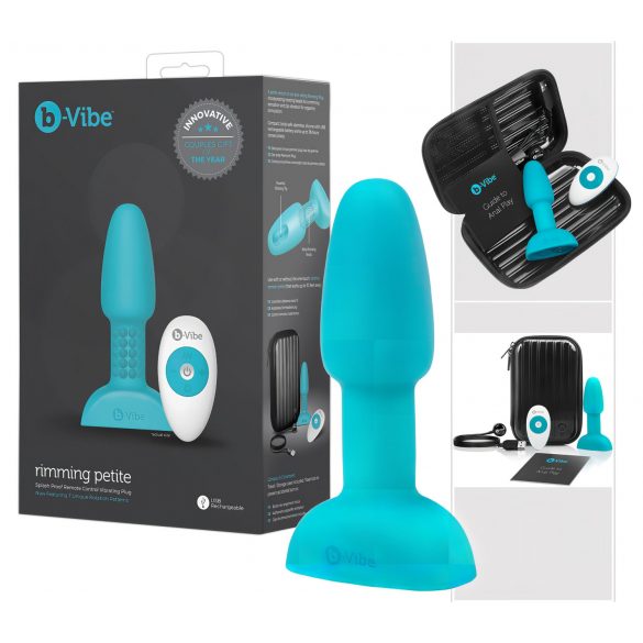 b-Vibe Rimming - rotační perlový anální vibrátor (tyrkysový)