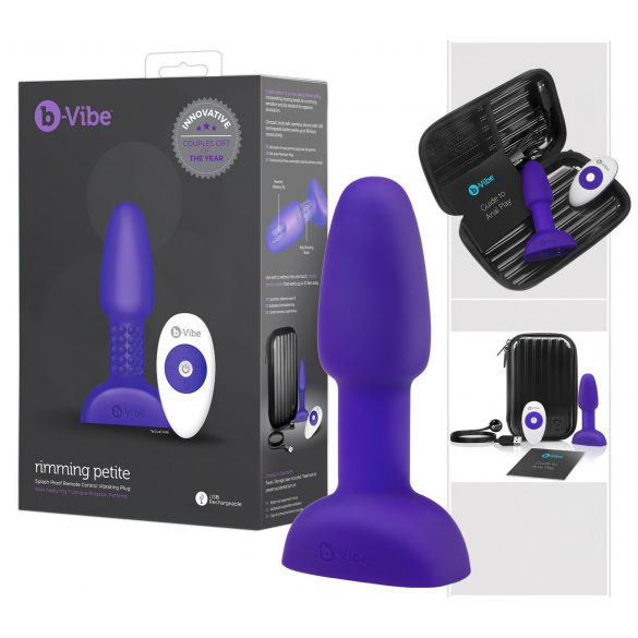 b-Vibe Rimming - rotující anální vibrátor s korálky (fialový)