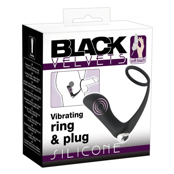 Black Velvet - nabíjecí silikonový anální vibrátor s kroužkem na penis (černý)