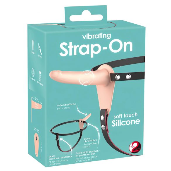 You2Toys Strap-On - nabíjecí připínací vibrátor (tělová barva)