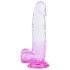 Sunfo - přísavný, realistický dildo s varlaty - 22 cm (průhledně-fialový)