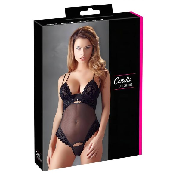 Cottelli String Body - sametové body (černé)  - 80C/M