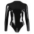 LATEX - dámské body s dlouhým rukávem (černé)  - 2XL