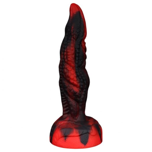 OgazR Hell Dong - přísavkový rýhovaný dildo - 20 cm (černá-červená)