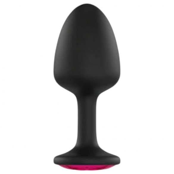 Dorcel Geisha Plug Ruby M - anální kolík s růžovým kamenem (černý)