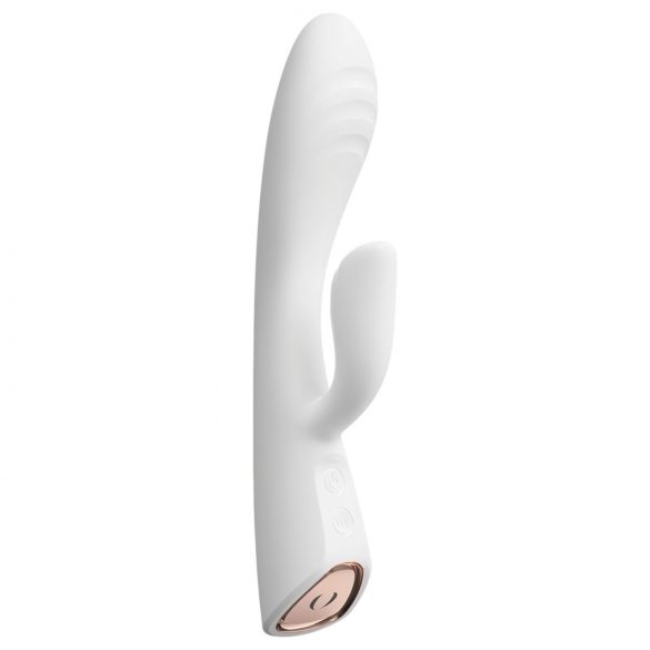 Dorcel Flexi Rabbit - hřejivý vibrátor s dráždidlem na klitoris (bílý)