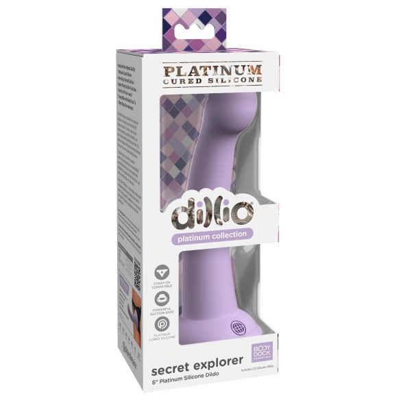 Dillio Secret Explorer - přísavný dildo s žaludem (17 cm) - fialový