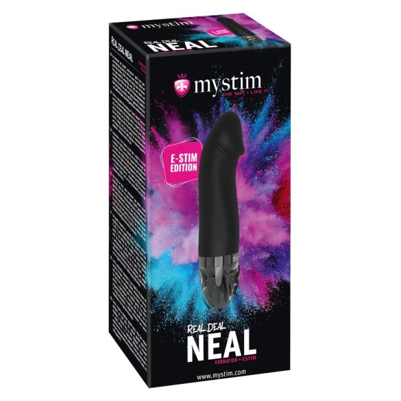 mystim Real Deal Neal E-Stim - dobíjecí elektro vibrátor na penis (černý)