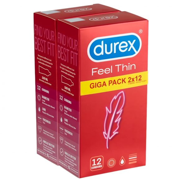 Durex Feel Thin - prezervativy pro přirozený pocit (2x12 ks)