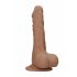 RealRock Dong 10 - realistické dildo s varlaty (25 cm) - tmavě přírodní