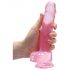 REALROCK - průsvitné realistické dildo - růžové (19cm)