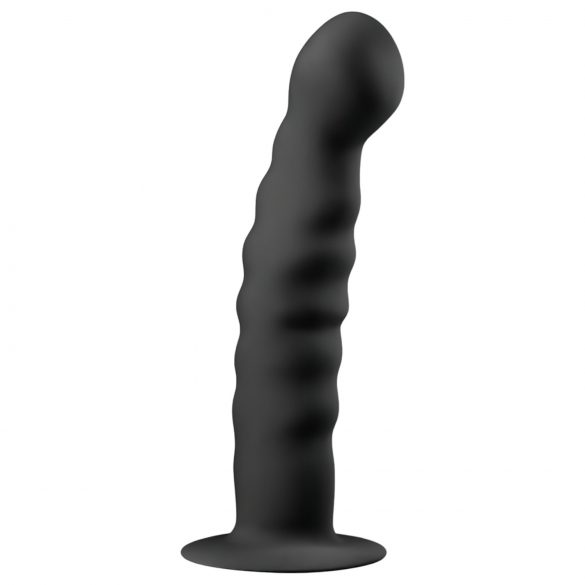 Easytoys Ribbed - anální dildo se svorkami (14 cm) - černé